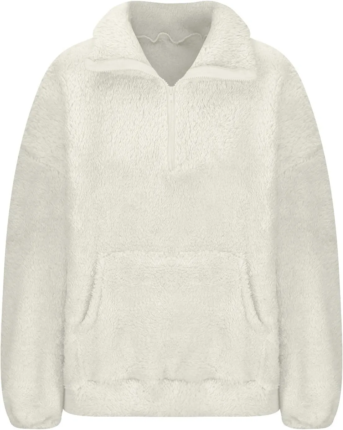 Womens Casual Zip Up Sweatshirt Long Sleeve 2024 Fall Polar Fleece Pullovers Loose Fit Solid Hoodies With Pockets