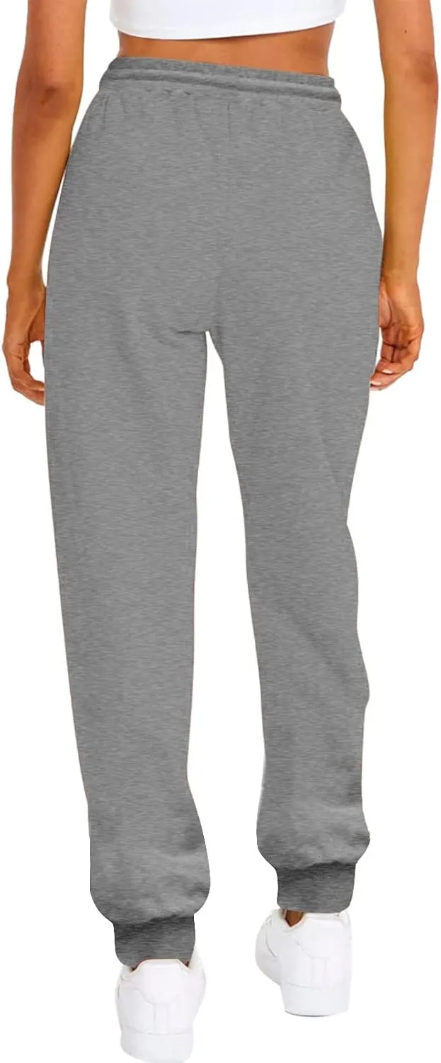 Womens Fleece Lined Sweatpants High Waisted Drawstring Waist Oversized Joggers Cinch Bottom Lounge Pants Activewear