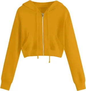Womens Full Zip Croped Hoodies Long Sleeve Fall Teen Girl Jacket Thin Coats Athletic Workout Pullover Y2K Clothes