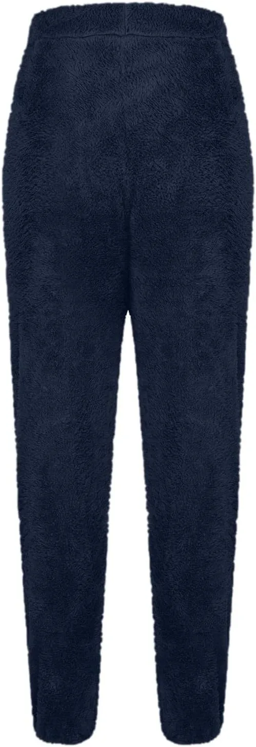 Womens Fuzzy Fleece Lounge Long Pants 2024 Winter Warm Sherpa Pajama Pants Comfy Soft Sleepwear Bottoms Joggers