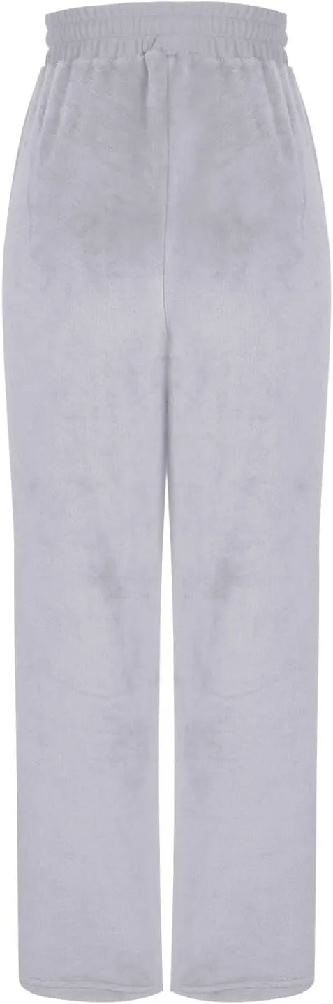 Womens Fuzzy Fleece Sweatpants Winter Warm Wide Leg Lounge Pants Comfy Soft Sherpa Pajama Sleepwear with Pockets