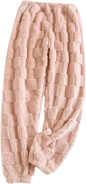 Women's Fuzzy Pajama Pants Soft Comfy Warm Fleece Lounge Trousers Long Pants Sleepwear Sleep Home Pants with Pockets