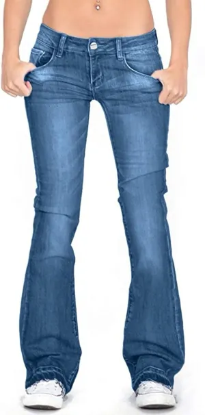 Womens High Waisted Jeans Flare Stretch Boyfriend Bootcut Casual Wide Leg Denim Pants Bell-Bottomed Jeans 2024