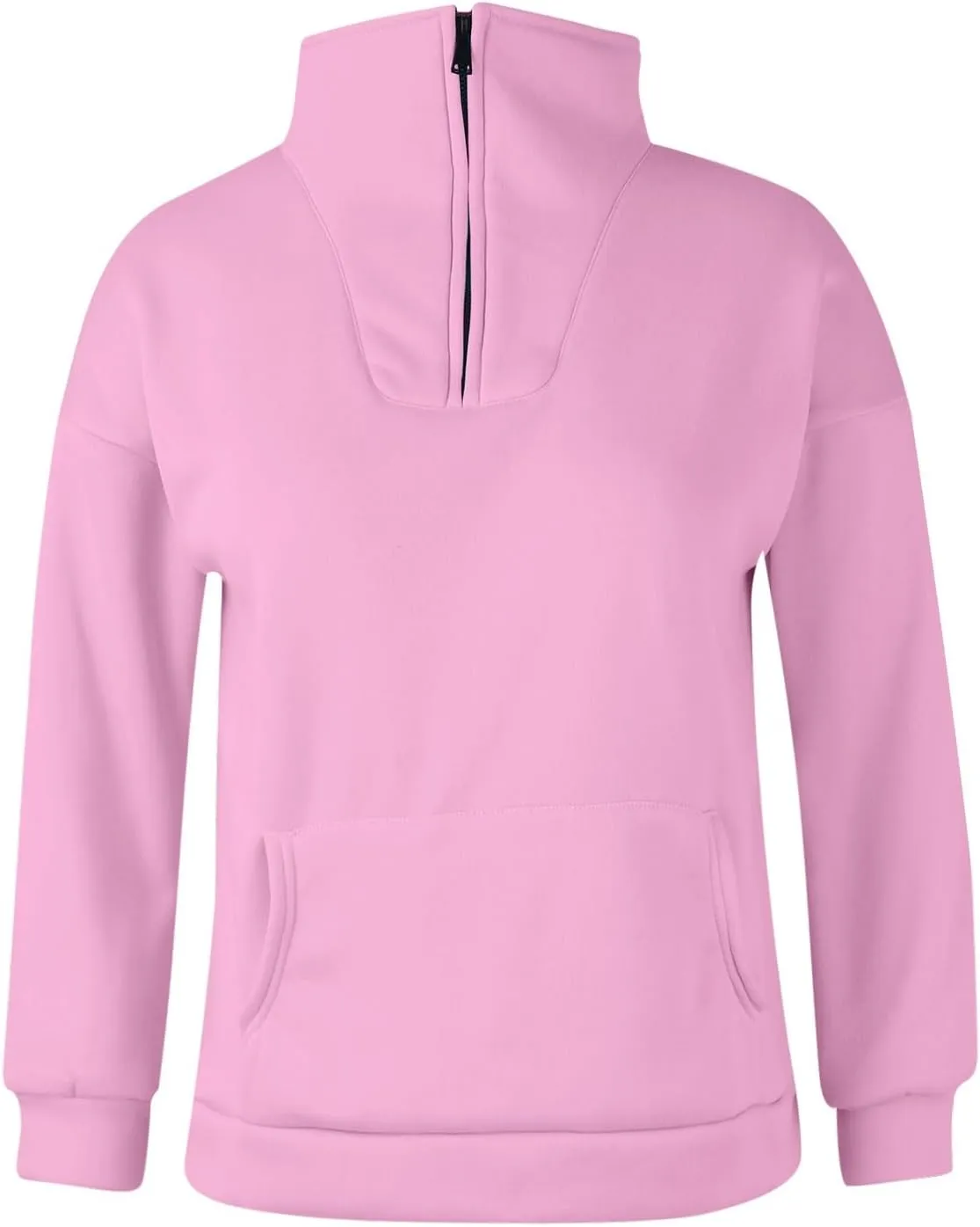 Womens Long Sleeve Solid Color Half Zip Sweatshirts Fall Winter Trendy Outfits Hoodies With Pockets Workout Pullover