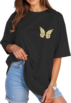Women’s Oversized Graphic Tees Vintage Casual Drop Shoulder T-Shirt Print Summer Holiday Loose Fit Tops