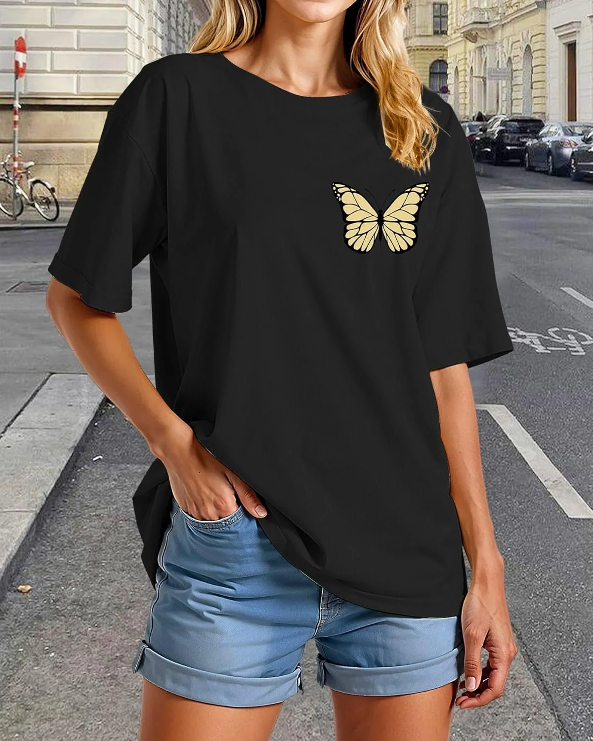 Women’s Oversized Graphic Tees Vintage Casual Drop Shoulder T-Shirt Print Summer Holiday Loose Fit Tops