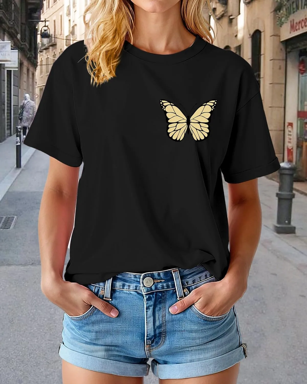 Women’s Oversized Graphic Tees Vintage Casual Drop Shoulder T-Shirt Print Summer Holiday Loose Fit Tops
