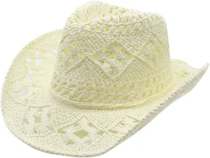 Womens Straw Cowboy Hats Western Beach Hats for Women Holiday Foldable Vacation Summer Sun Hat with Wide Brim