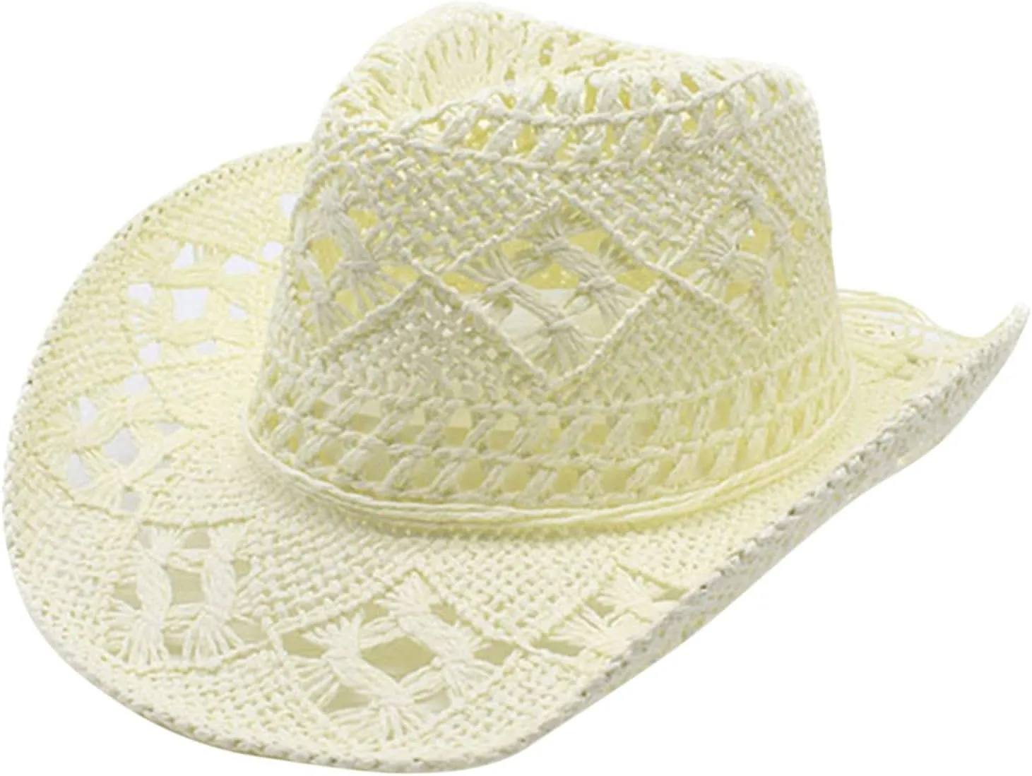 Womens Straw Cowboy Hats Western Beach Hats for Women Holiday Foldable Vacation Summer Sun Hat with Wide Brim