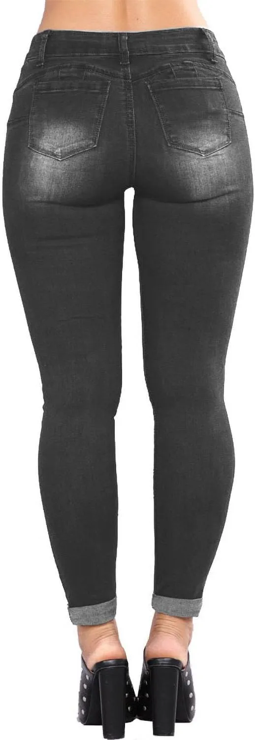 Womens Stretchy Ripped Skinny Jeans High Waisted Boyfriend Distressed Denim Pants Leggings