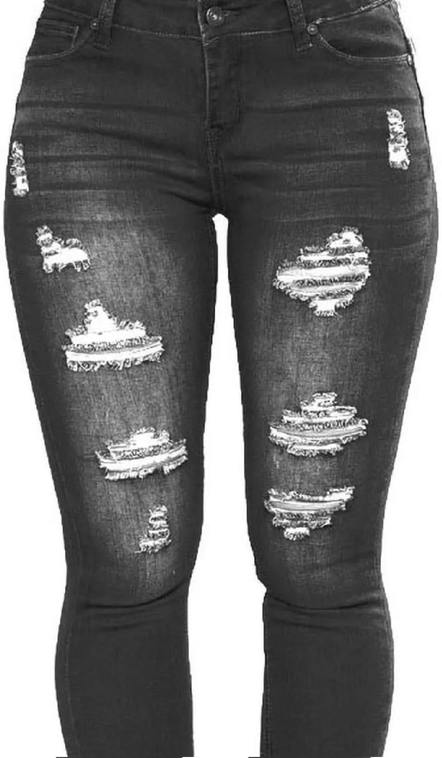 Womens Stretchy Ripped Skinny Jeans High Waisted Boyfriend Distressed Denim Pants Leggings