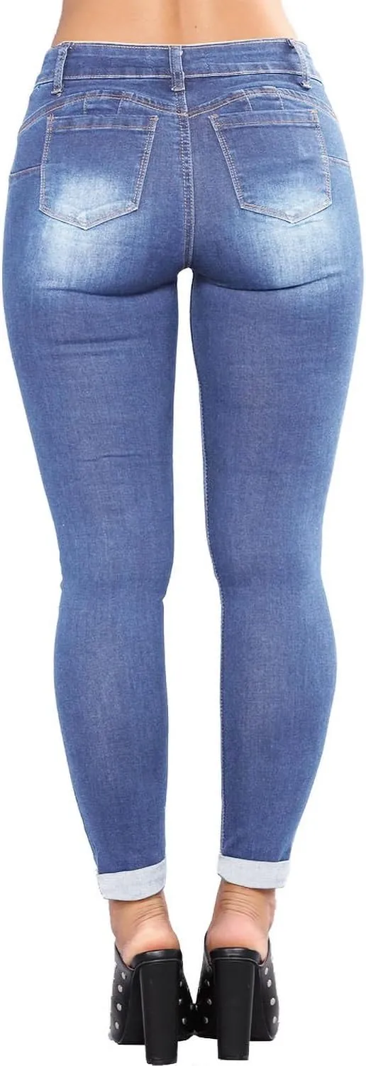 Womens Stretchy Ripped Skinny Jeans High Waisted Boyfriend Distressed Denim Pants Leggings