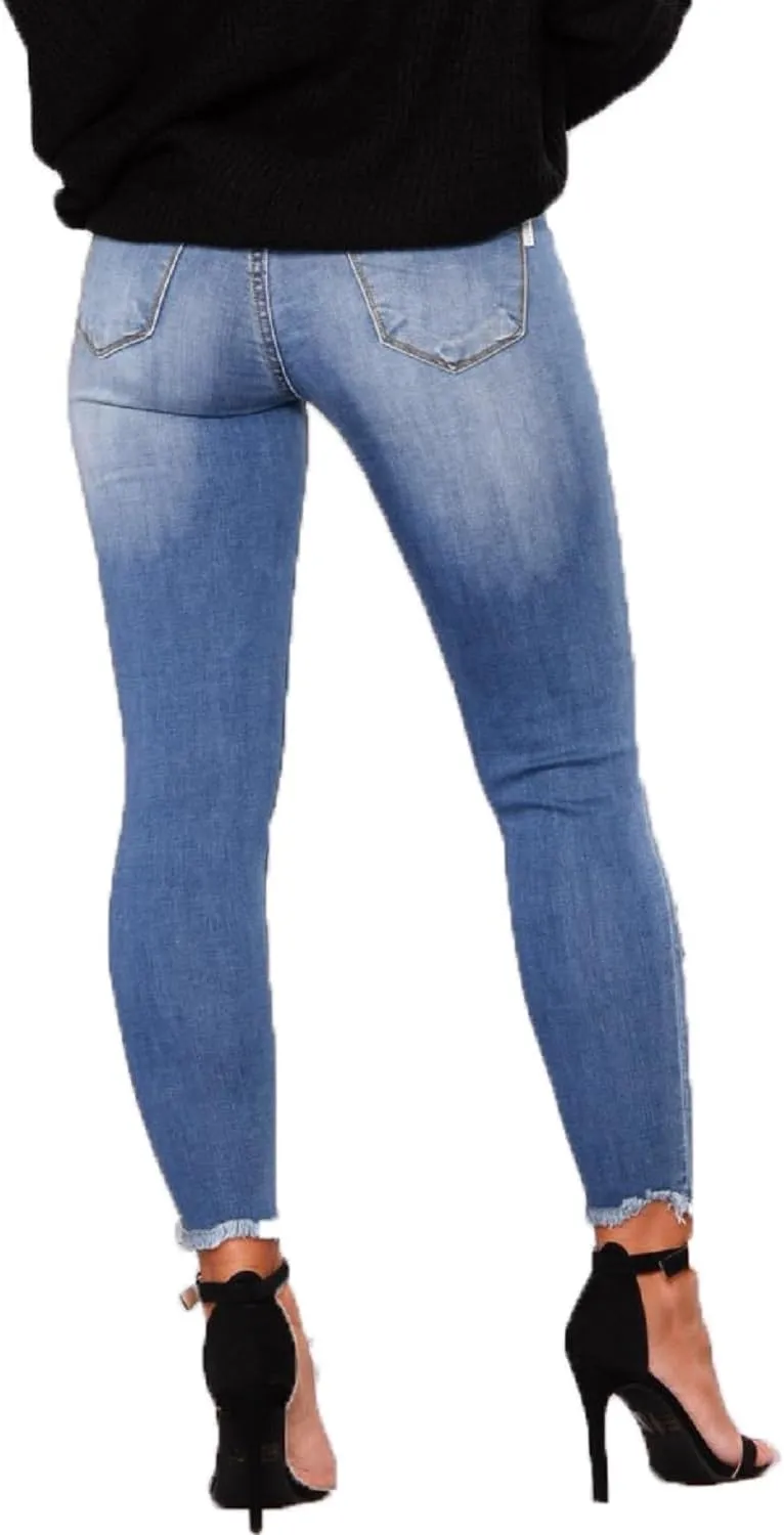 Womens Stretchy Ripped Skinny Jeans High Waisted Boyfriend Distressed Denim Pants Leggings