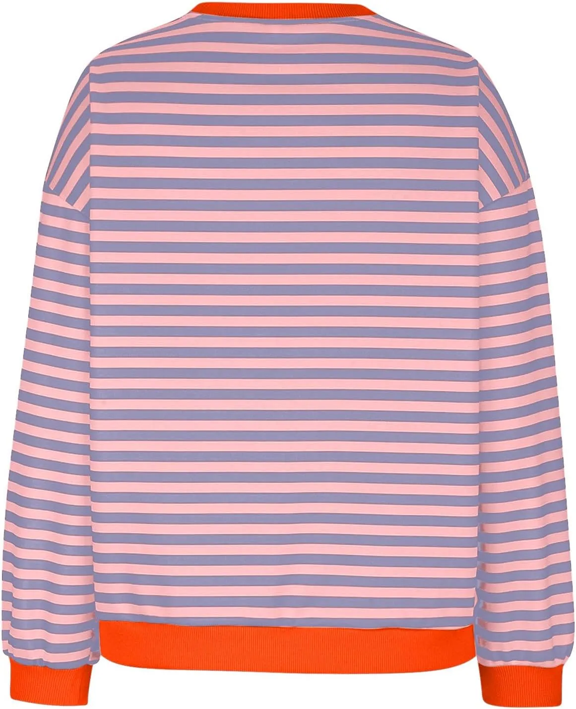 Women's Striped Oversized Sweatshirt 2024 Trendy Crew Neck Long Sleeve Casual Tshirts Loose Pullover Top Y2K Clothes