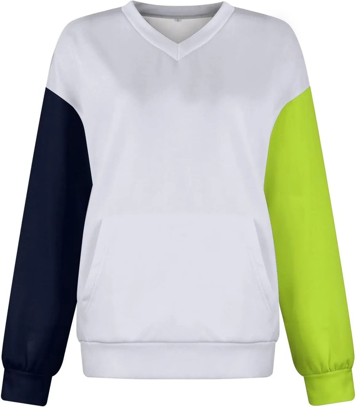 Womens Tops Casual Long Sleeve Shirts Oversized Color Block Outfits Basics Crewneck Pullover Sweatshirts