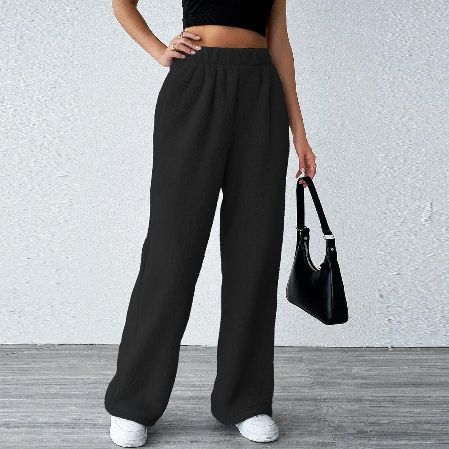 Women's Winter Cozy Lounge Pants Winter Warm Soft Fleece Pajama Bottoms Sleepwear Comfy Wide Leg Pjs Lounge Joggers