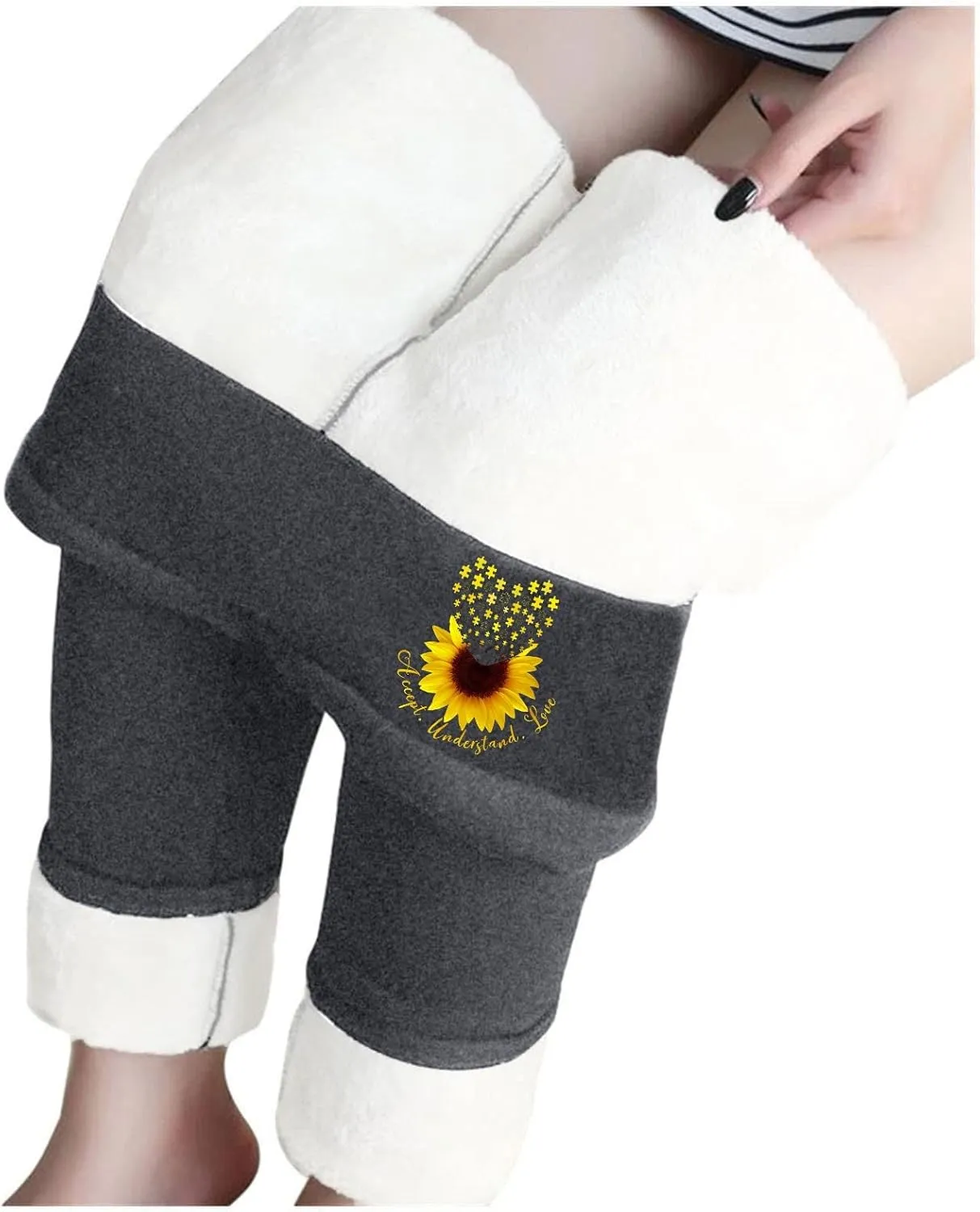Womens Winter Fleece Lined Leggings Winter Warm Athletic Jogger Sporty Athletic Joggers Pants Lounge Pants Fluffy Sleepwear