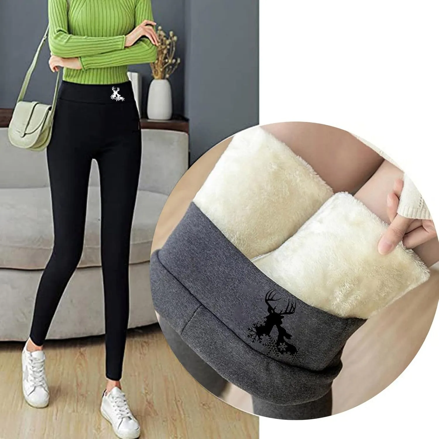 Womens Winter Fleece Lined Leggings Winter Warm Athletic Jogger Sporty Athletic Joggers Pants Lounge Pants Fluffy Sleepwear