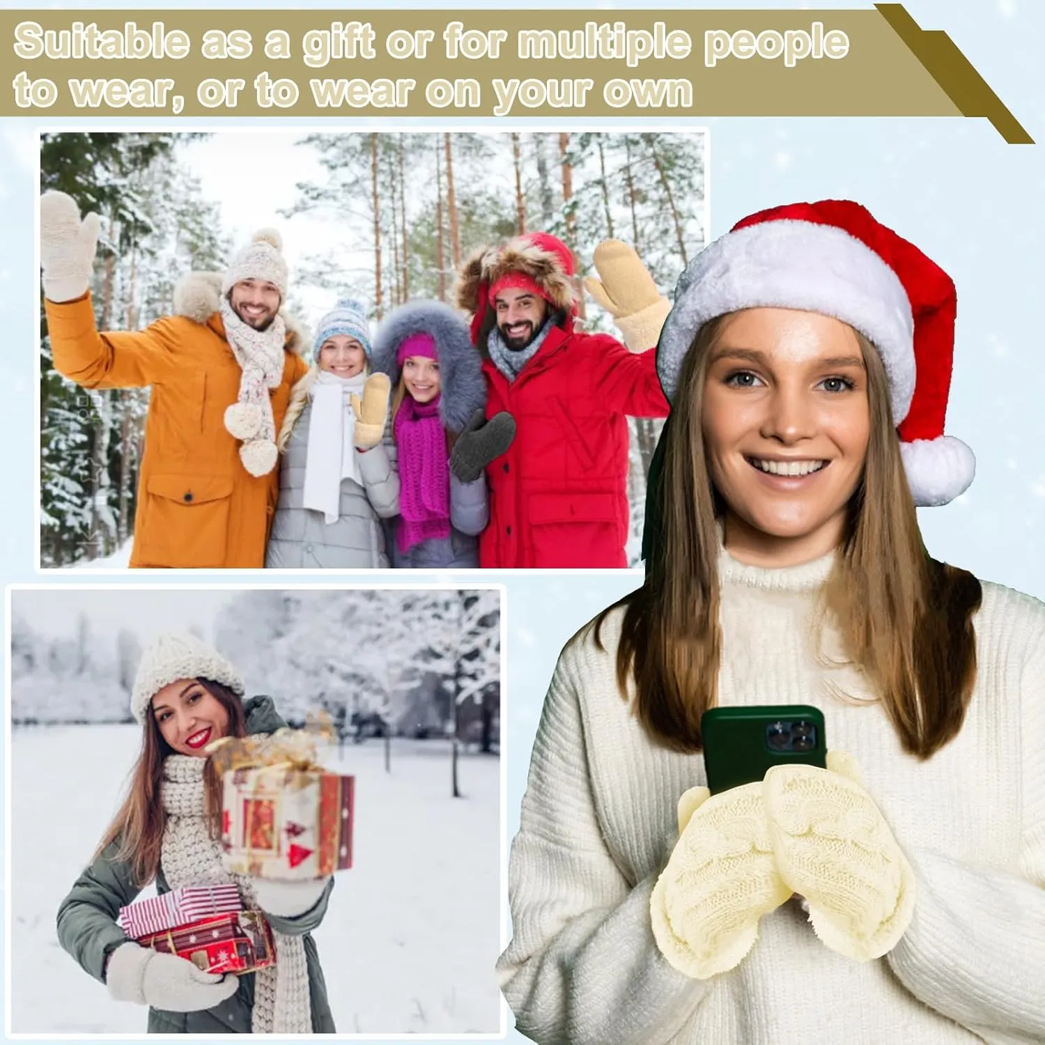 Women's Winter Gloves, Winter Warm Mittens Thick Knitted Gloves Mittens Warm Soft Lining Cold Weather Accessories Gifts