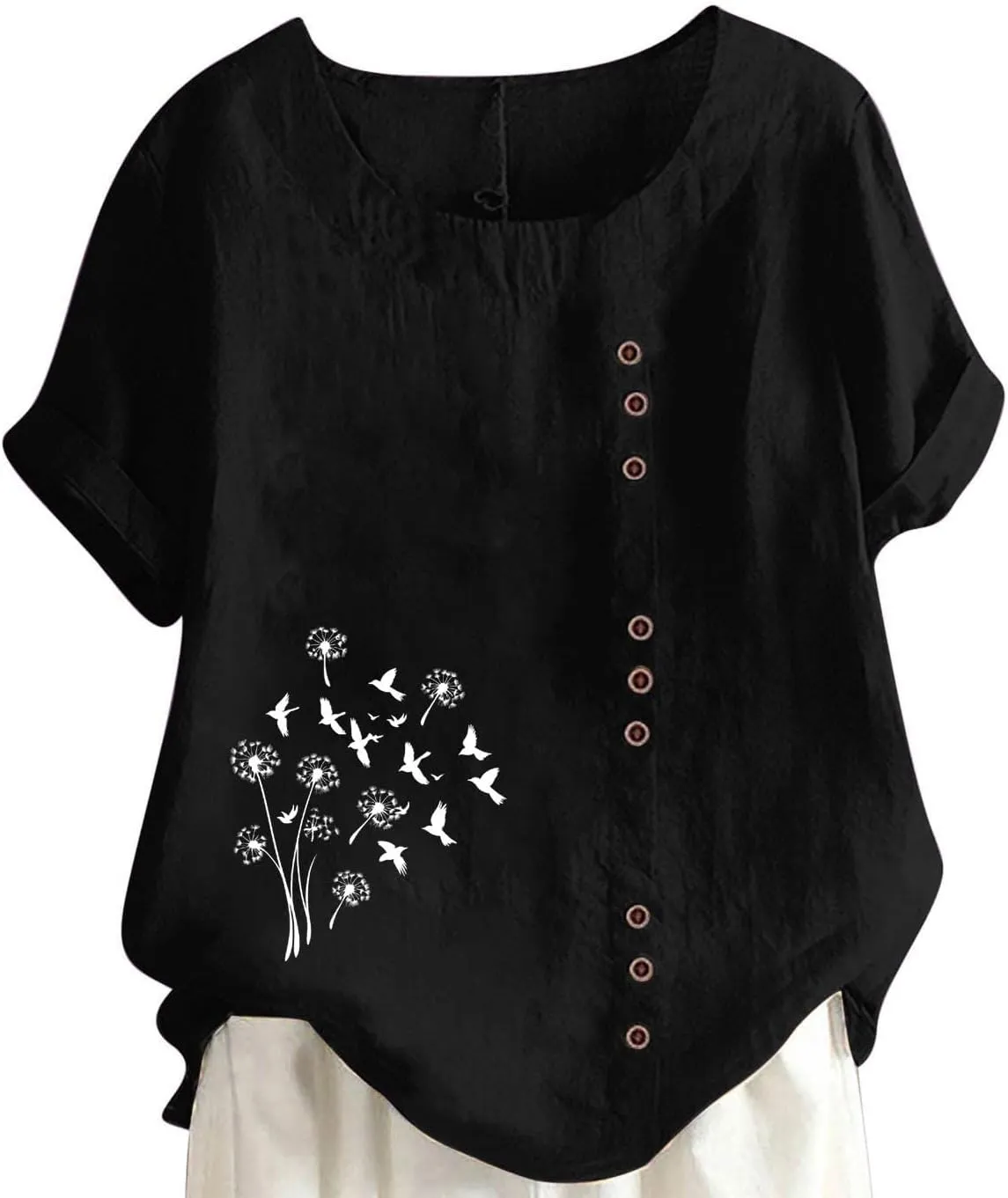 Workout Tops for Women Loose Fit Cotton Linen Crew Neck Half Sleeves Oversized T Shirt Solid Casual Loose Basic Top