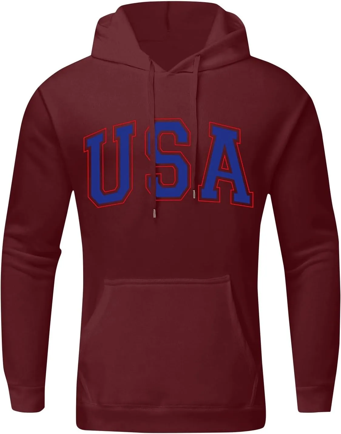 XIAXOGOOL Mens Lightweight Hoodies Plus Size Hoodie For Men Usa Letter Print Casual Long Sleeves Sweatshirt Pullover Tops