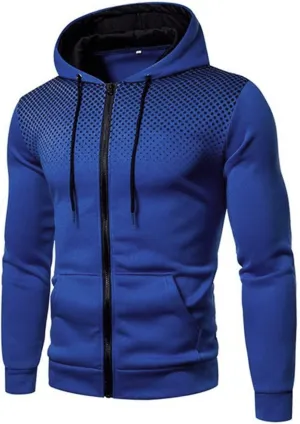 XIAXOGOOL Zip Up Hoodie Men 2023 Color Block Long Sleeve Casual Drawstring Sweatshirt Sport Outwear Coat Jacket with Pockets
