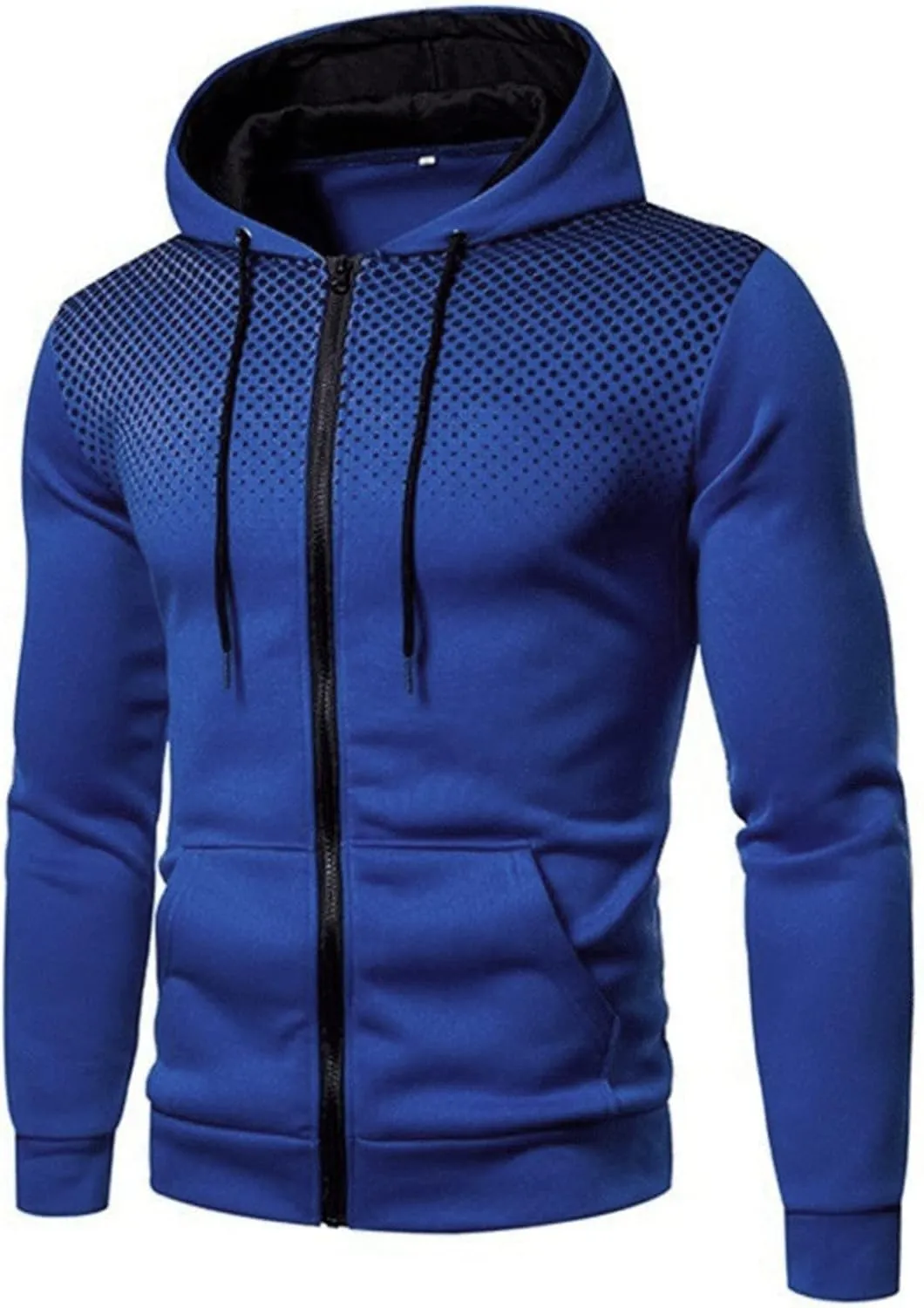 XIAXOGOOL Zip Up Hoodie Men 2023 Color Block Long Sleeve Casual Drawstring Sweatshirt Sport Outwear Coat Jacket with Pockets