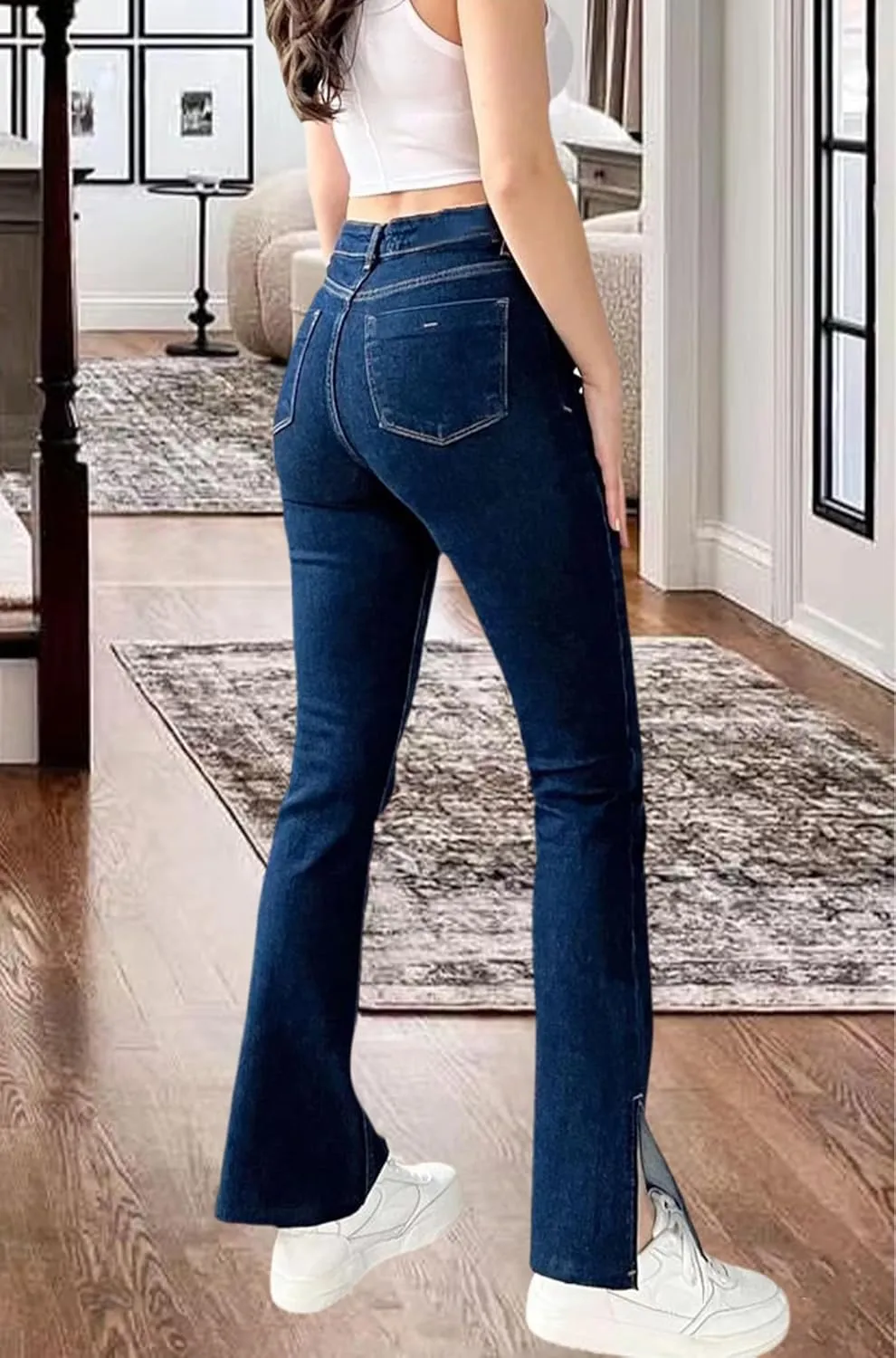 ZERMOM Women's Skinny Ripped Jeans Stretch Mid Rise Destroyed Distressed Denim Pants