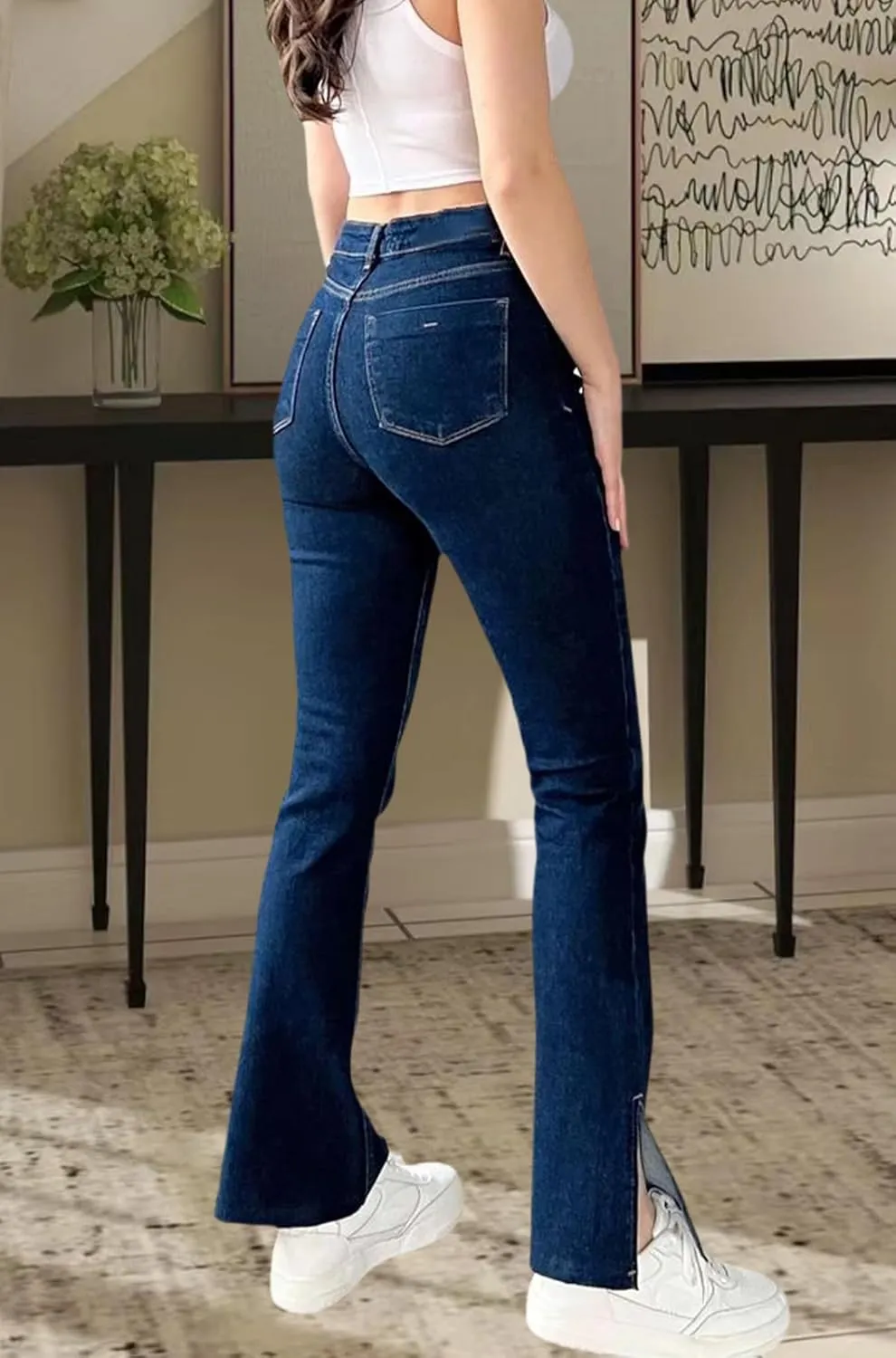 ZERMOM Women's Skinny Ripped Jeans Stretch Mid Rise Destroyed Distressed Denim Pants